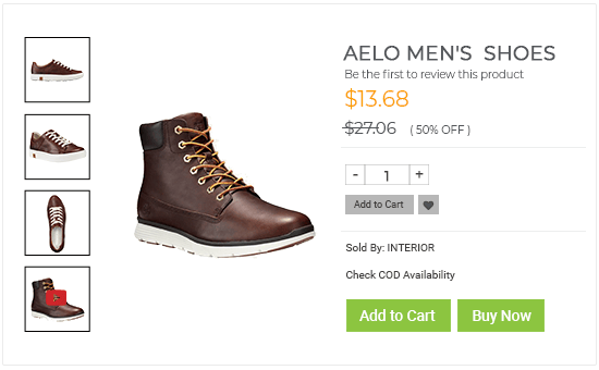 Product page of an online shoes store built using StoreHippo ecommerce platform.