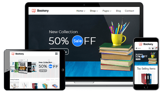 Multi-device optimized online books and stationery store powered by StoreHippo ecommerce platform