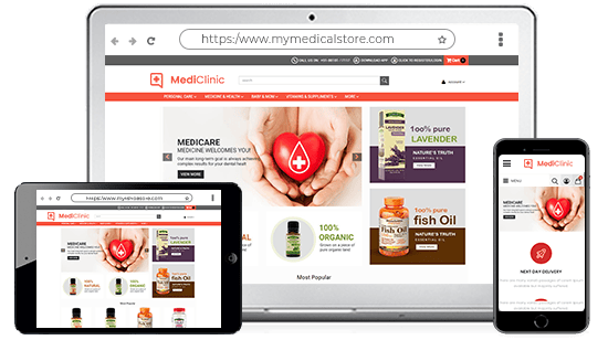 Multi-device optimized online medical and healthcare services portal powered by StoreHippo ecommerce platform