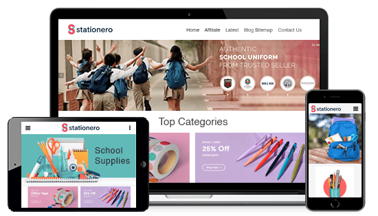 Multi-device optimized ecommerce store for school uniform and supplies powered by StoreHippo