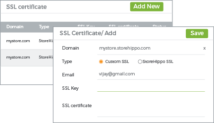 StoreHippo's inbuilt feature to upload custom SSL certificate on online stores built on the platform .