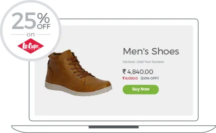 An online store shoe store powered by StoreHippo showing seller based discount code.