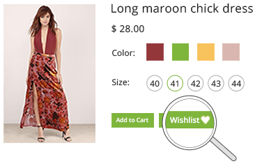 Product management software of StoreHippo powered fashion website showing wishlist button.