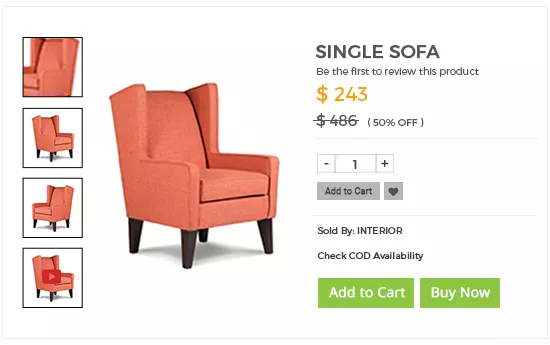 Orange Designer sofa product listing and price listing service at storehippo