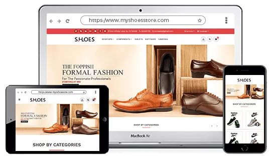 Multi-device optimized online shoes store powered by StoreHippo ecommerce platform.