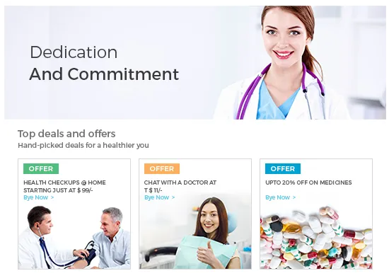 Healthcare deals on an online medical services portal built using StoreHippo ecommerce platform.