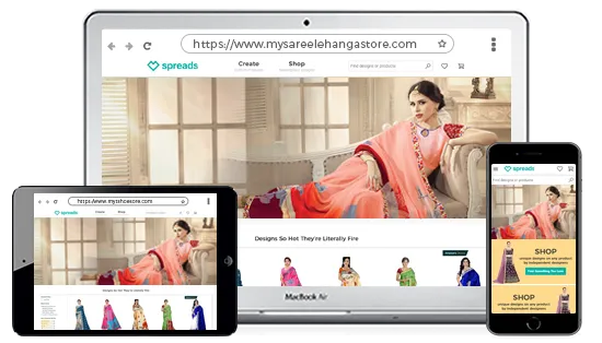 Multi-device optimized designer saree &lehenga ecommerce store powered by StoreHippo.
