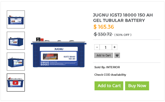 Product page of an online inverter & battery store built using StoreHippo ecommerce platform.