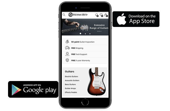 StoreHippo ecommerce platform helps in building Android and iOS mobile apps for online musical instruments store.