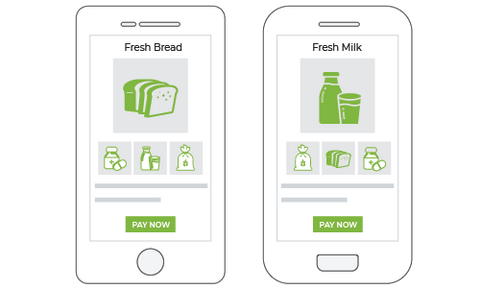 Android and iOS mobile apps showing multiple products of a hyperlocal ecommerce grocery store.