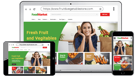 Multiple devices showing hyperlocal ecommerce fruits & vegetable store powered by StoreHippo.