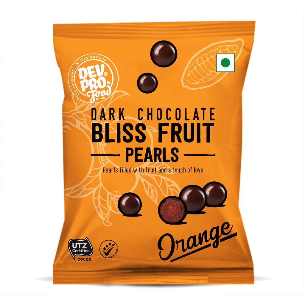 Dev. Pro. Bliss Fruit Pearls Orange Dark Chocolate (Pack of 12)