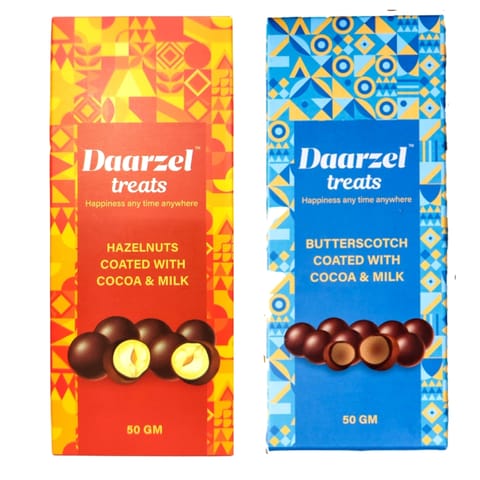 Chocolates - Hazelnut & Butterscotch Coated with Cocoa & Milk | 2 x 50 gm
