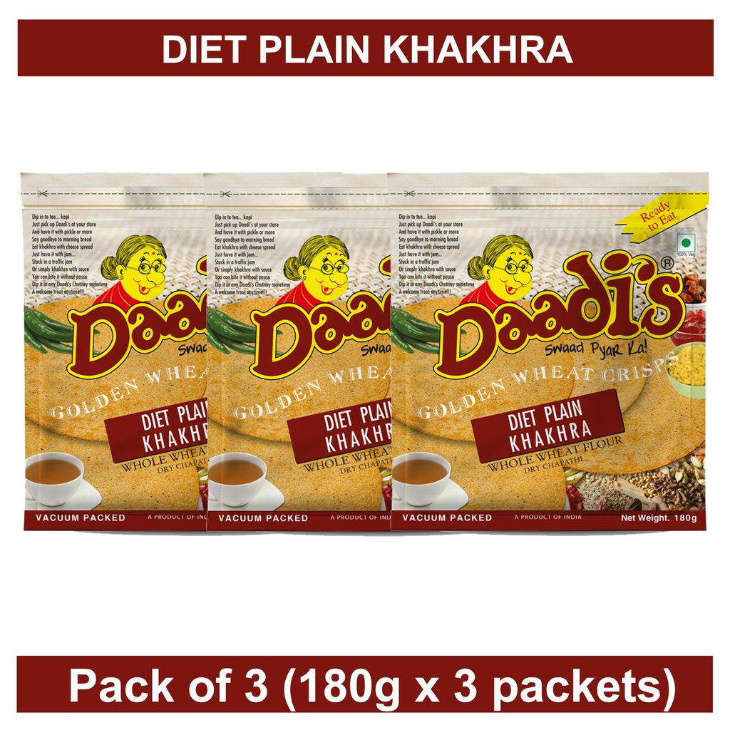 Diet Plain Khakhra 180g (PACK OF 3)