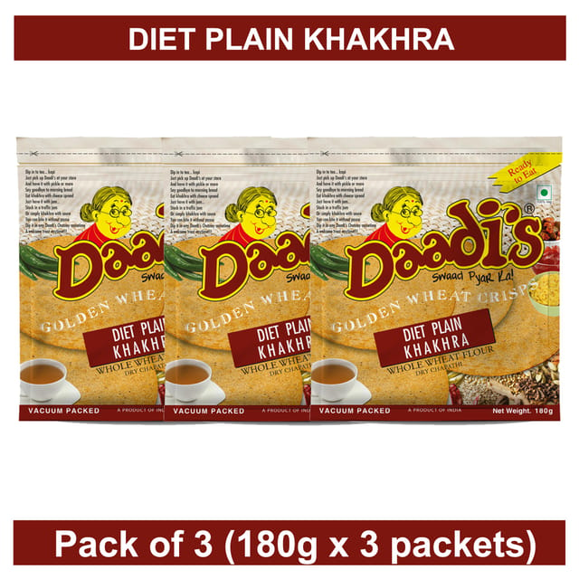 Diet Plain Khakhra 180g (PACK OF 3)