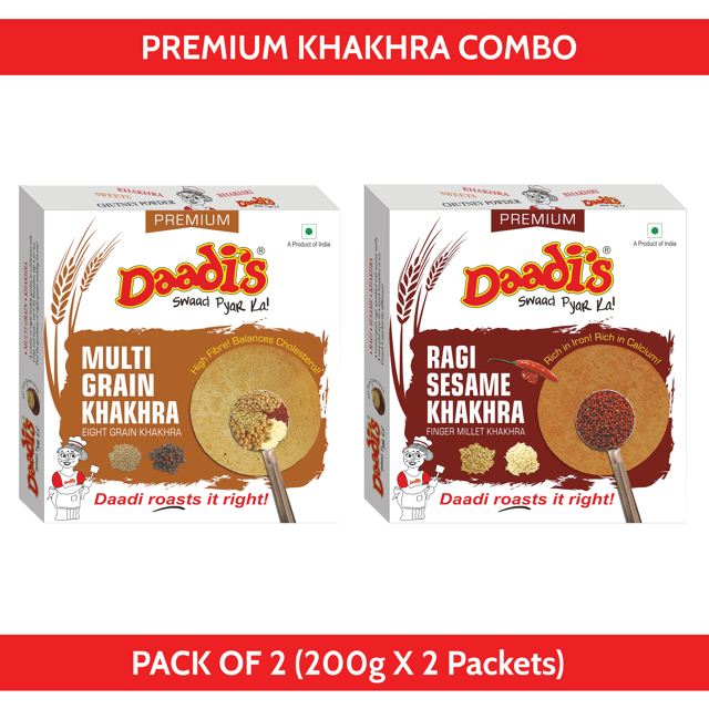 Premium Khakhra 200g (Pack Of 2) (Multigrain, Ragi Sesame)