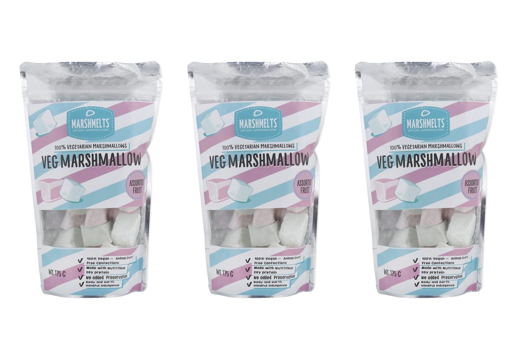 Assorted Fruit Flavours Marshmallow - 175 g x 3 packs - Veg Marshmelts Marshmallow