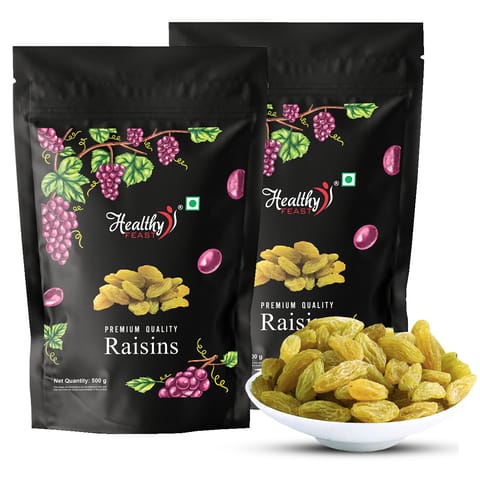 Long Green Raisins | Seedless Kishmish - Pack of 2 x 500gm