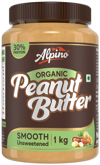 Alpino Organic Natural Peanut Butter Smooth (Unsweetened / Gluten Free / Non-GMO / Vegan)