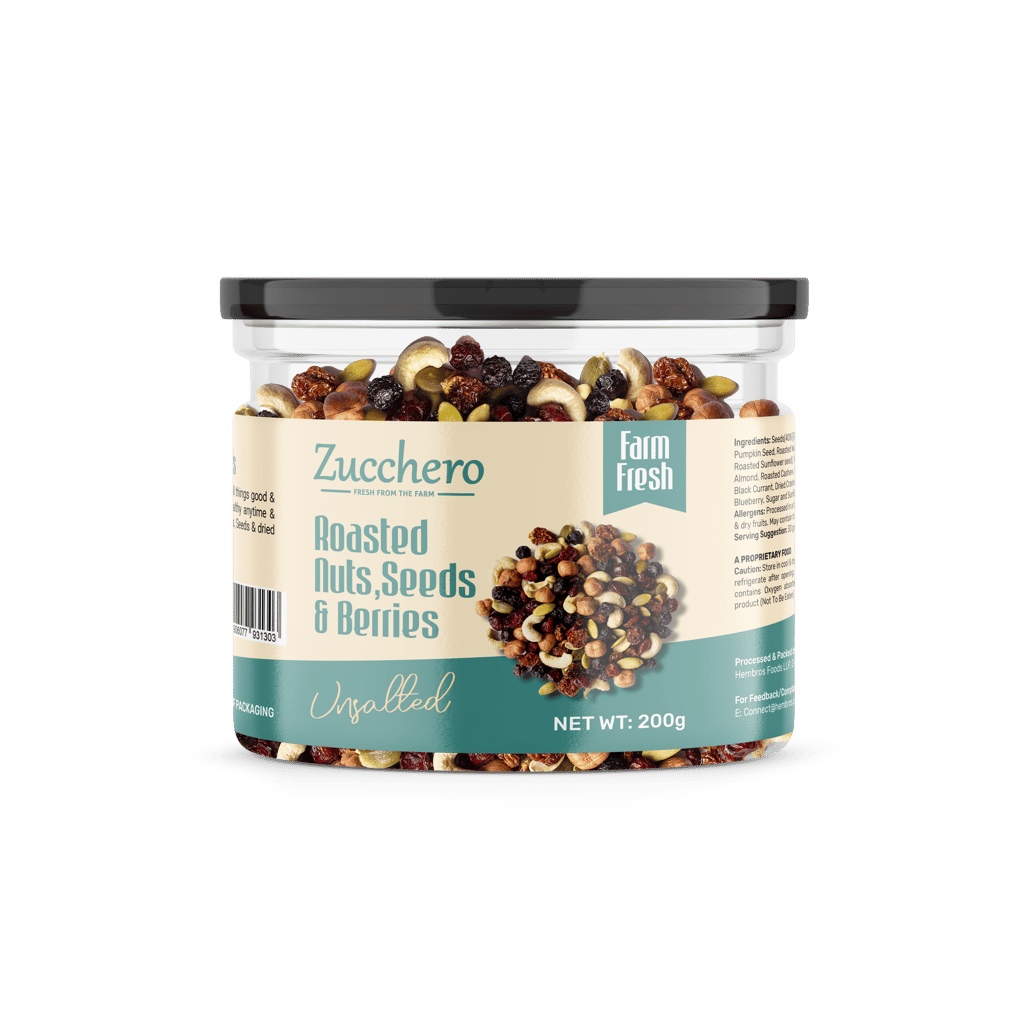 Roasted Mix Of 14 Premium Nuts , Seeds & Berries | Unsalted