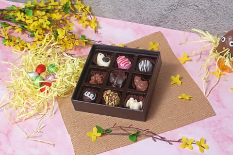 Bunny And Eggers Box | 9 Assorted Chocolates And Truffles