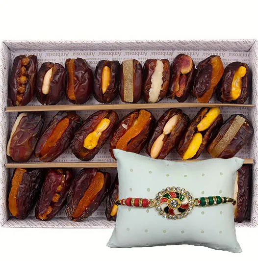 Assorted Filled Dates with 2 Rakhi