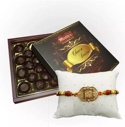 Choco Desire Gift Pack with OM Rakhi & Teeka