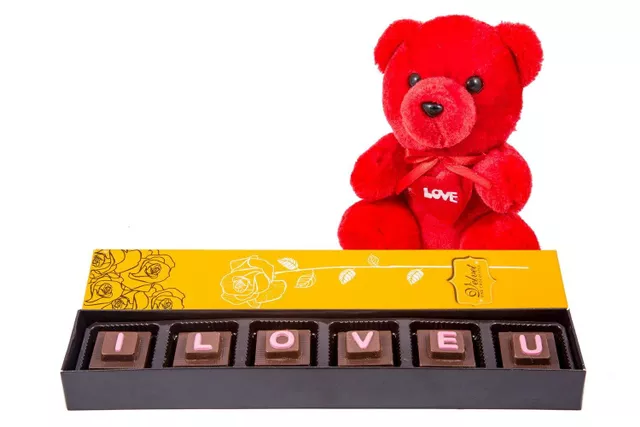I Love You Chocolate Box With Teddy 90gm