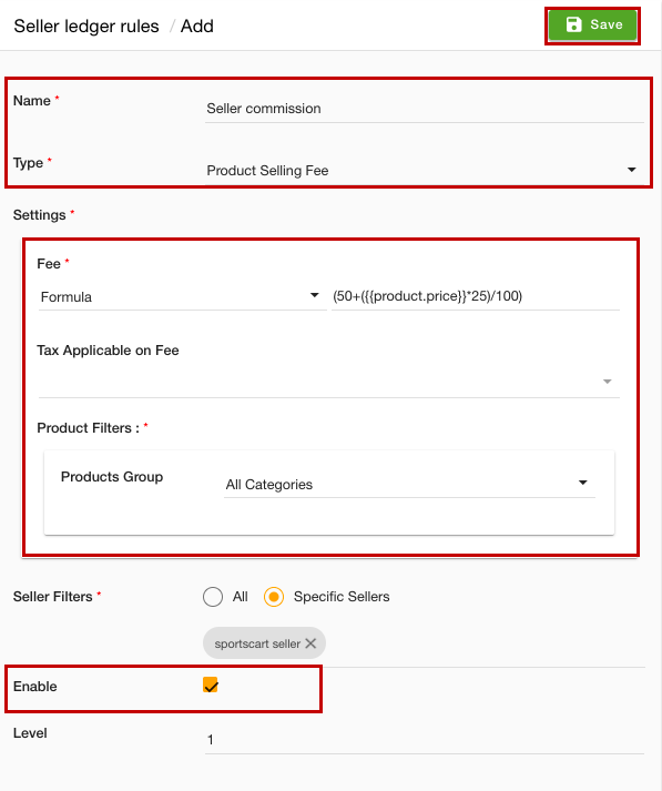 Seller ledger rule