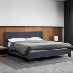 (SINGLE) Milano Sienna Luxury Bed Frame Base And Headboard Solid Wood Padded Linen Fabric - Charcoal