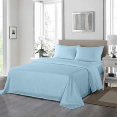 (DOUBLE) Royal Comfort 1200 Thread Count Sheet Set 4 Piece Ultra Soft Satin Weave Finish  Sky Blue