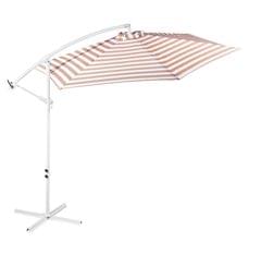 Striped Outdoor Umbrella for Garden Patio Sun Shade Market Strong Metal Base - Sand and White Stripe Striped Outdoor Umbrella for Garden Patio Sun Shade Market Strong Metal Base - Sand and White Stripe