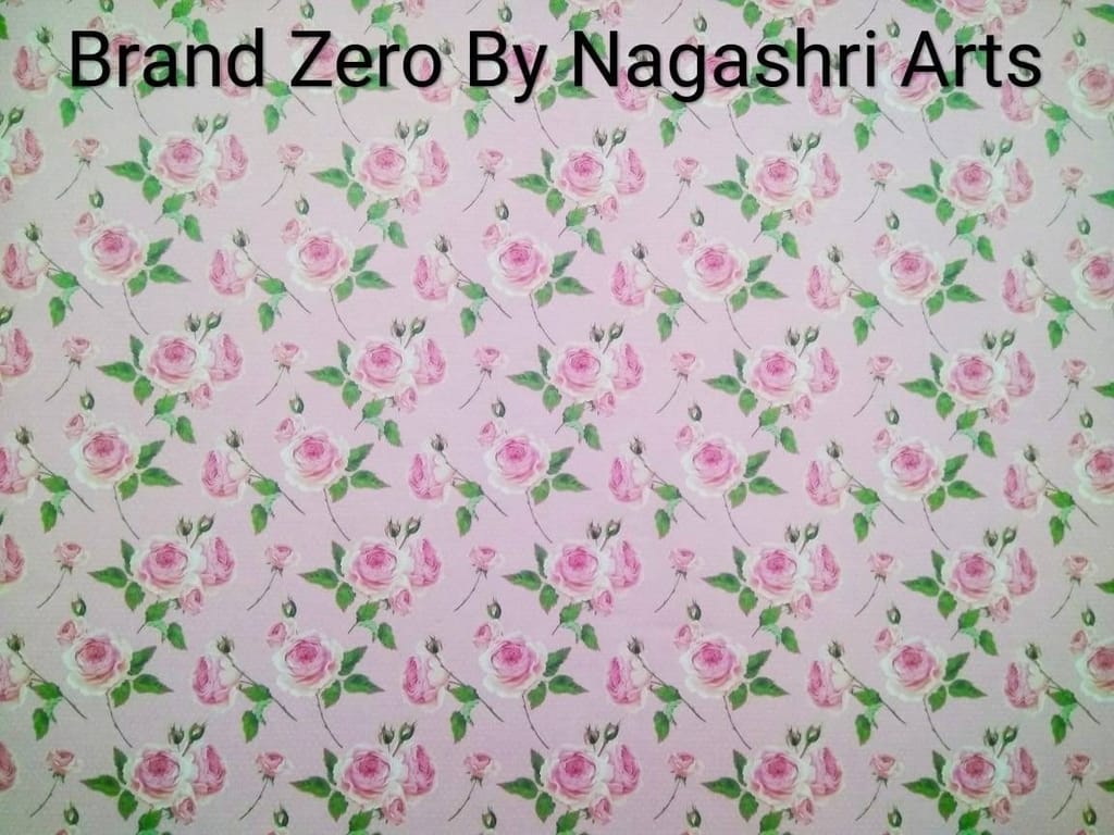 Brand Zero 120 Gsm Decoupage Paper - 23 Inches By 35 Inches Pack of 1 -  Pink Background With Pink Roses Paper