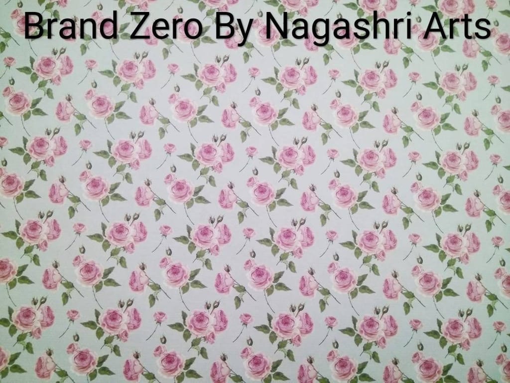 Brand Zero 120 Gsm Decoupage Paper - 23 Inches By 35 Inches Pack of 1 - Gray Background With Pink Roses Paper