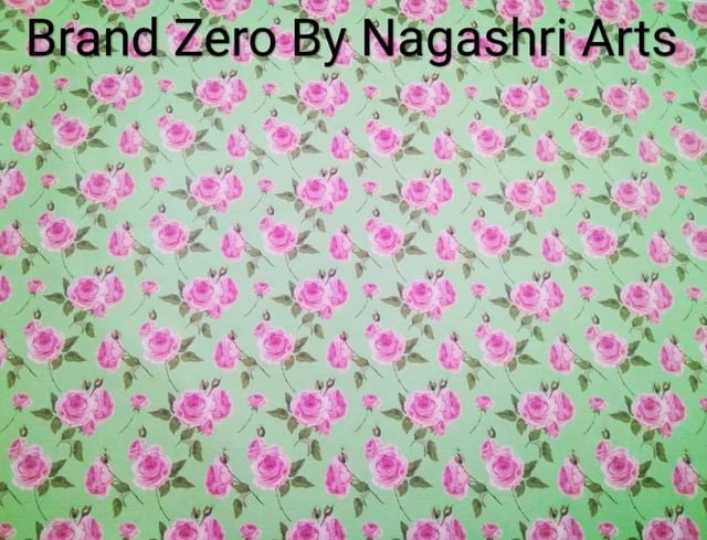 Brand Zero 120 Gsm Decoupage Paper - 23 Inches By 35 Inches Pack of 1 - Green Background With Pink Roses Paper