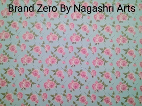 Brand Zero 120 Gsm Decoupage Paper - 23 Inches By 35 Inches Pack of 1 - Blue Background With Pink Roses Paper