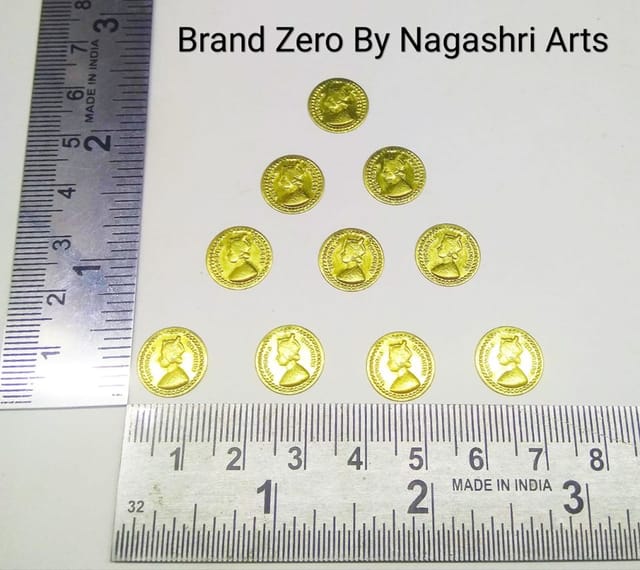 Brand Zero Gold Color Antique Coins for Mixed Media - 12 mm - Pack of 10 Pcs