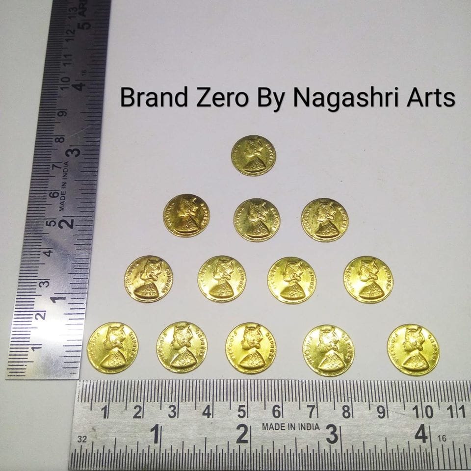 Brand Zero Gold Color Antique Coins for Mixed Media - 16 mm - Pack of 10 Pcs
