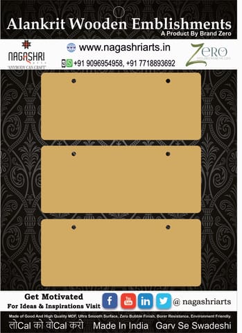 Brand Zero MDF Rectangle Name Plate With Holes - Pack of 3 Pcs