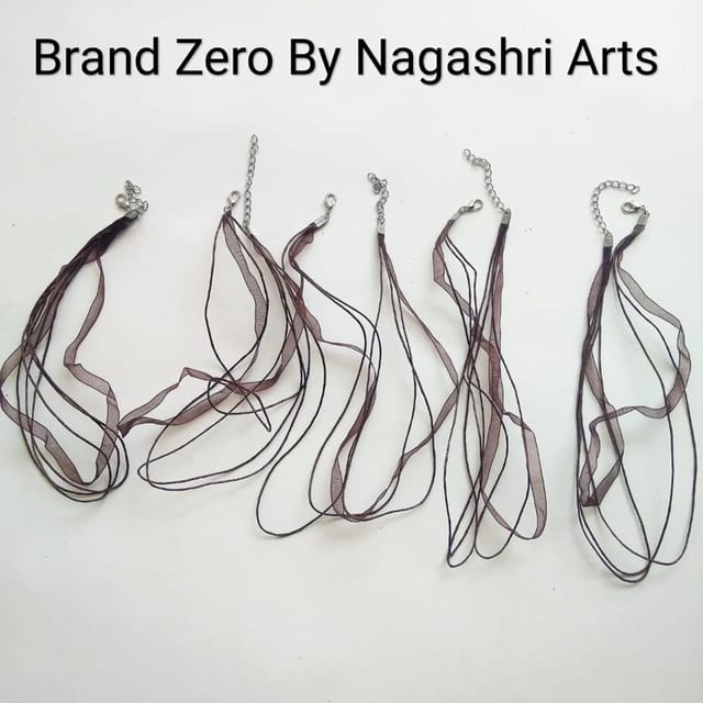 Brand Zero Organza Ribbon Necklace Cords For Jewellery Making - Dark Brown - Pack Of 5 pc