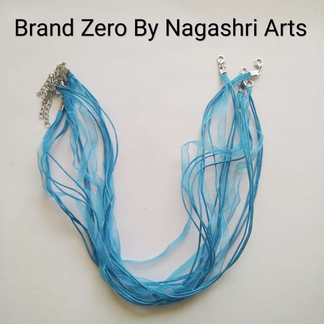 Brand Zero Organza Ribbon Necklace Cords For Jewellery Making - Sky Blue - Pack Of 5 pc
