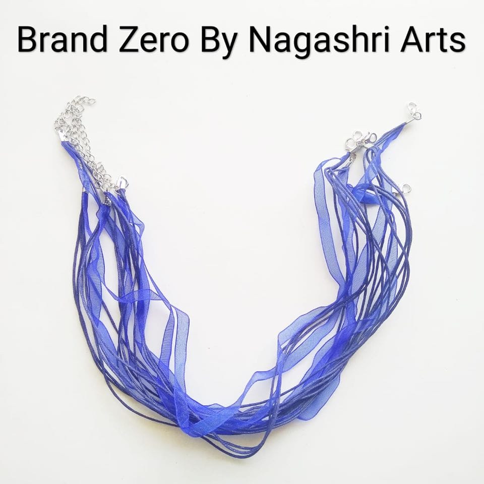 Brand Zero Organza Ribbon Necklace Cords For Jewellery Making - Indigo Blue - Pack Of 5 pc