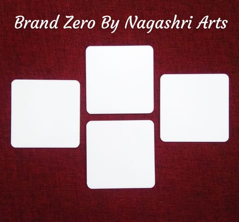 Brand Zero Milky White Acrylic Square Coasters 4 Inches Diameter - 3 MM Thick - Pack of 4 Pcs