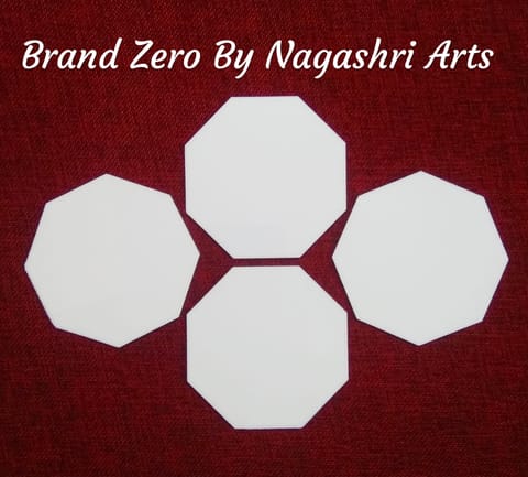 Brand Zero Milky White Acrylic Octagon Coasters 4 Inches Diameter - 3 MM Thick - Pack of 4 Pcs