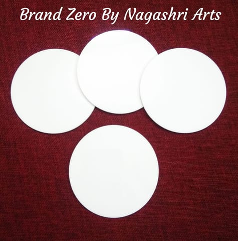 Brand Zero Milky White Acrylic Circle Coasters 4 Inches Diameter - 2 MM Thick - Pack of 4 Pcs