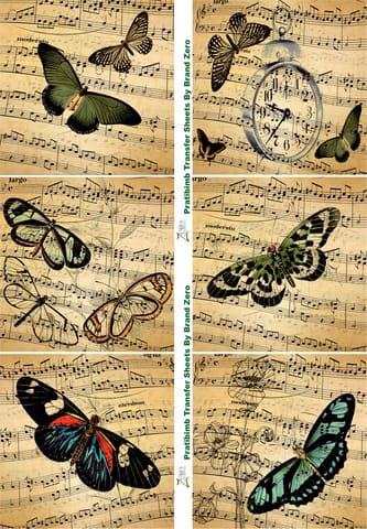 Brand Zero Pratibimb Transfer Sheets - Vintage Butterfly Brand Zero Pratibimb Transfer Sheets - Vintage Butterfly