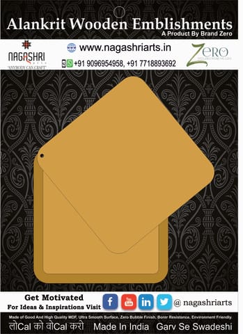Brand Zero MDF Square Sharp Shagun Envelope - 4.5 Inches By 4.5 Inches