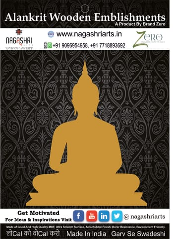 Brand Zero MDF Emblishment Meditation Buddha Design 2 - Select Your Preference Of Size & Thickness
