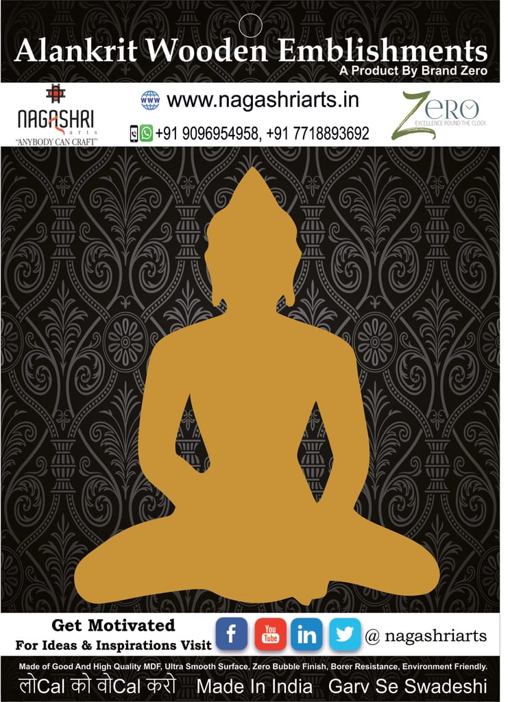 Brand Zero MDF Emblishment Meditation Buddha Design 9 - Select Your Preference Of Size & Thickness