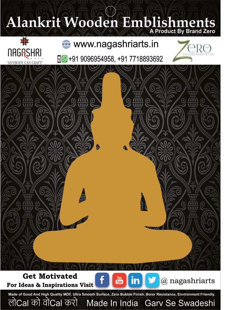 Brand Zero MDF Emblishment Meditation Buddha Design 10 - Select Your Preference Of Size & Thickness